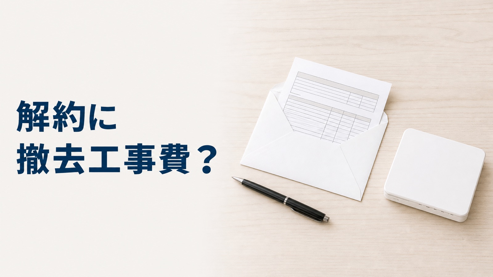 光回線の解約時にかかる撤去工事費を示す、明細書とルーターのイメージ